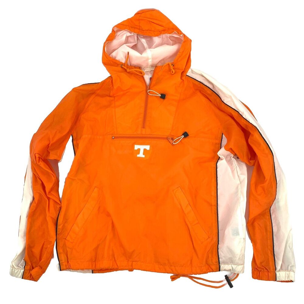 Vintage Univ Tennessee Volunteers Football Windbreaker Jacket Adult L Orange